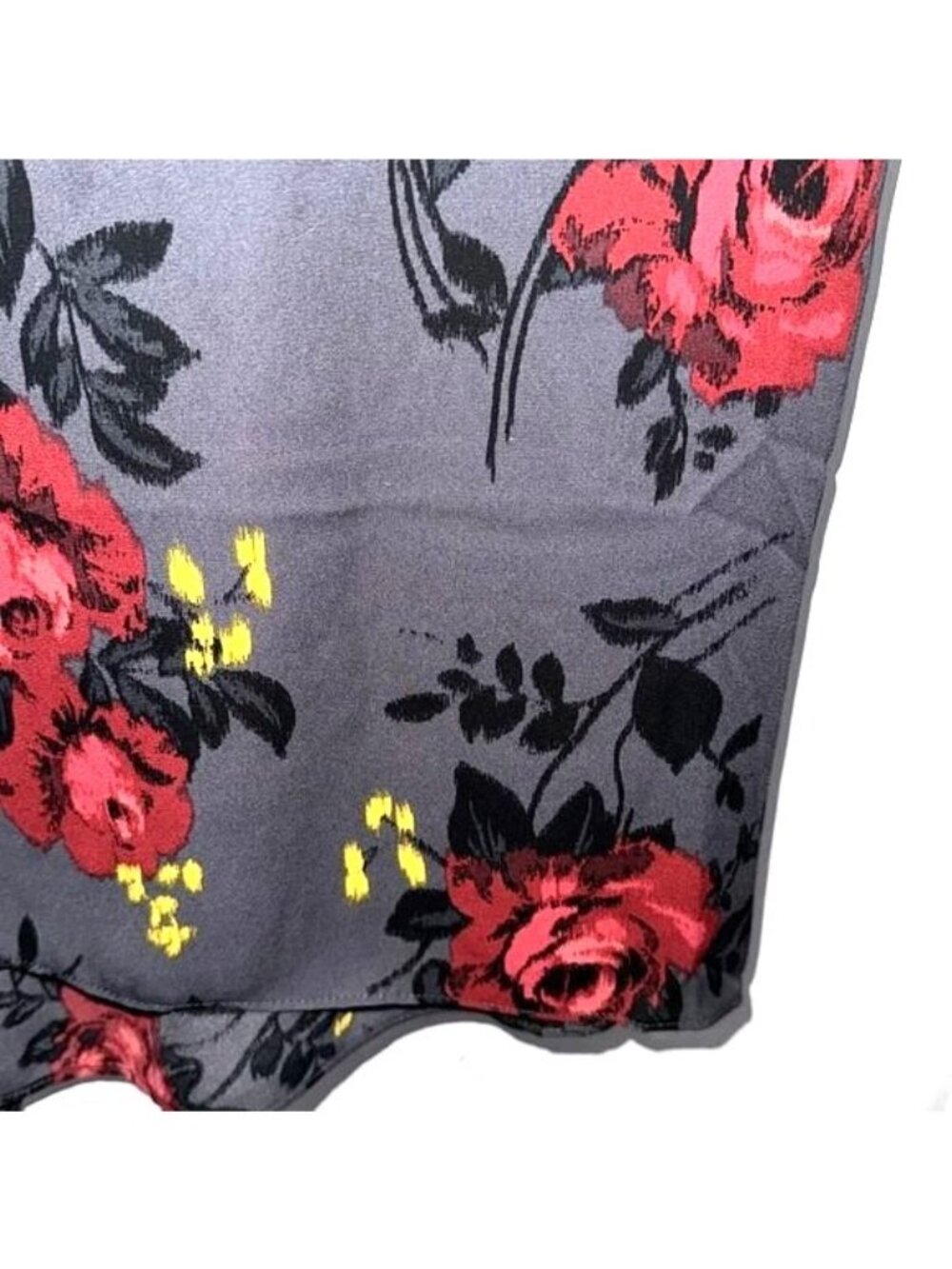 Torrid Womens Plus Size 4 Gray Floral Print Dress With Red Roses & Short Sleeves - Picture 7 of 7